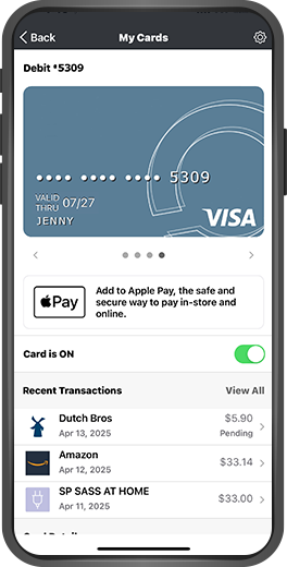 Track spending on your cards with our banking app
