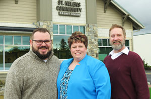 dave, aimee and ron from our mortgage team stand in front of our St. Helens branch