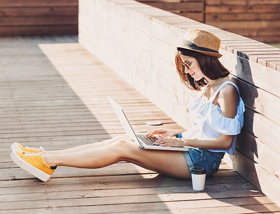 Young woman using a laptop