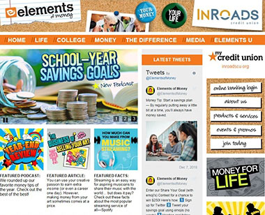 screenshot of elements of money website homepage
