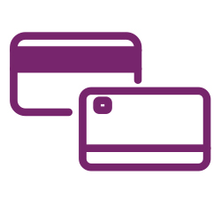 purple outline credit cards