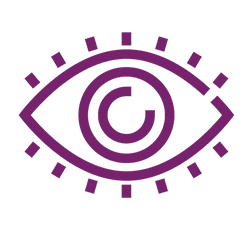 purple outline of an eye