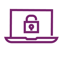 purple laptop icon with a lock on the screen