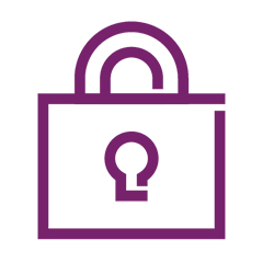 purple outline of a lock