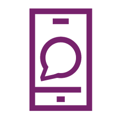 purple phone chat bubble