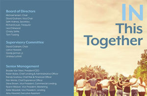 cover of annual report with photo of a group of people walking together in a grassy field and with the words 