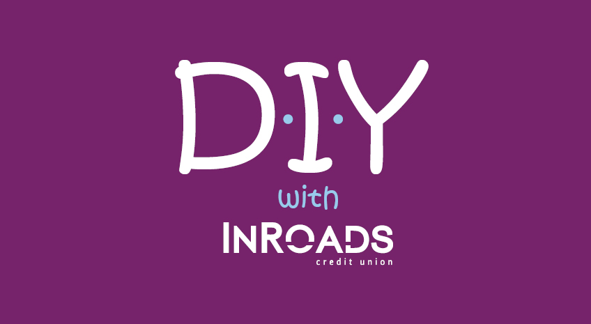 purple background with the phrase "DIY with InRoads Credit Union"