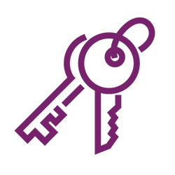 purple outline of keys