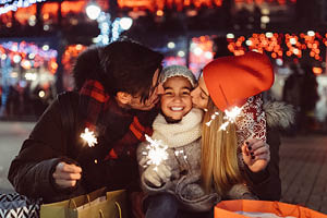 holidays family shopping sparklers