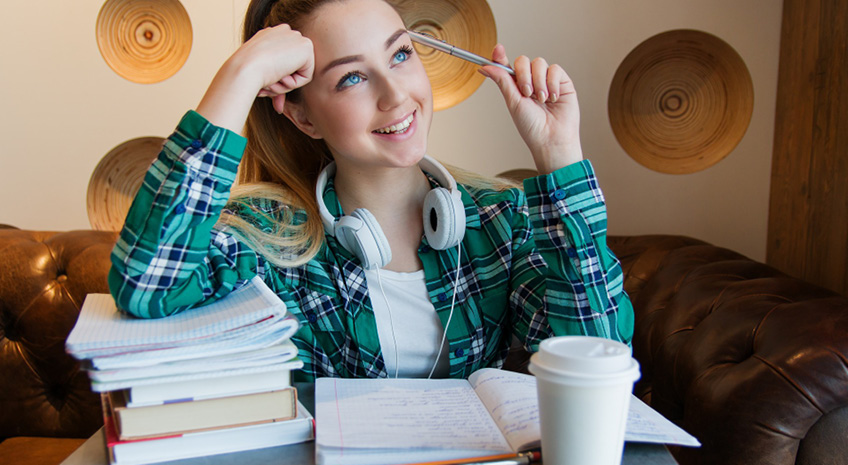 study session coffee student teen headphones