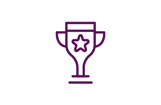 line icon of a trophy award with a star