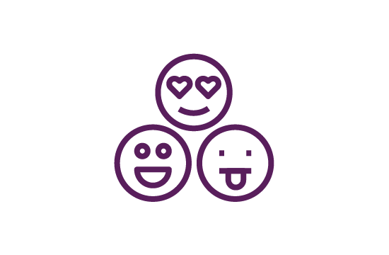 line icon of 3 emoji faces