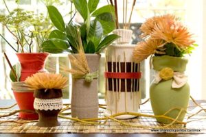 vases decorated with recycled sweaters