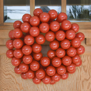 wreath made of painted lightblubs