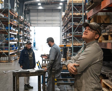 rightline employees standing in warehouse