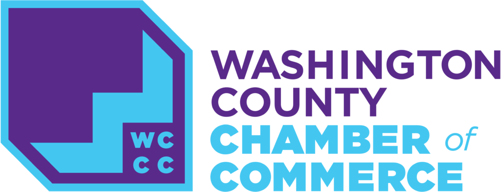 Blue and purple image of Washington County Chamber of Commerce logo